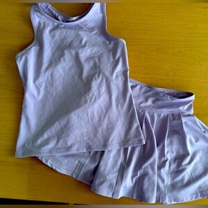 Girls top skort outfit 2 pc racerback tank pleated skirt sz 10 purple 90 degrees